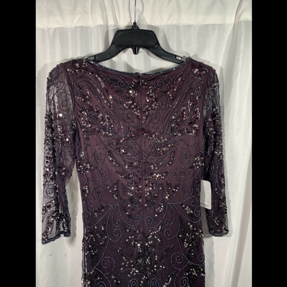 NEW Pisarro Nights Embellished Mesh Gown Eggplant‎ - Picture 11 of 12